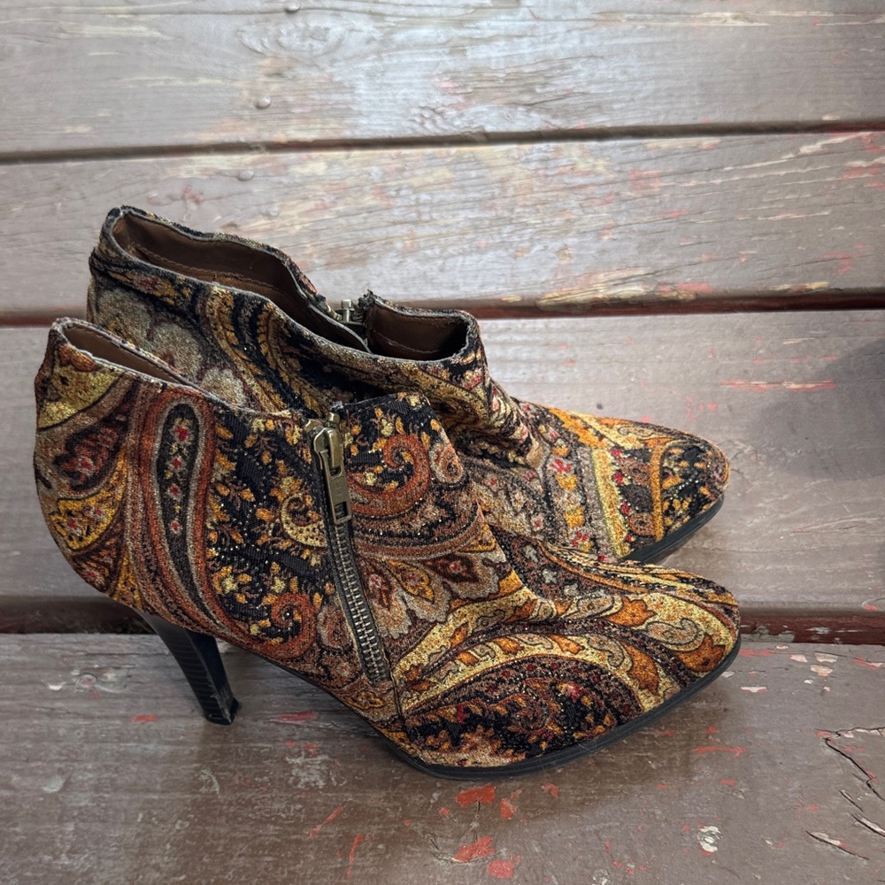 Diba Multicolor Paisley Ankle Boots
